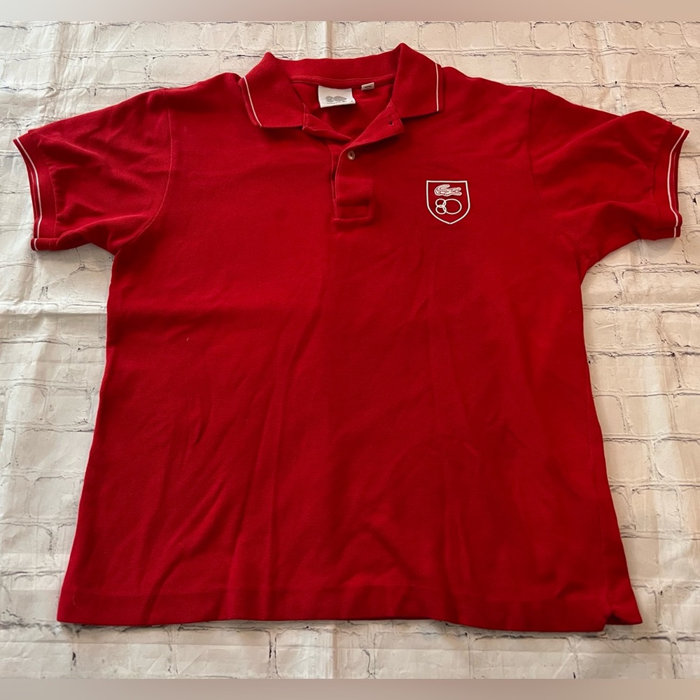 Lacoste 80th Anniversary Designer Short Sleeve Polo Heavyweight Shirt sz SM